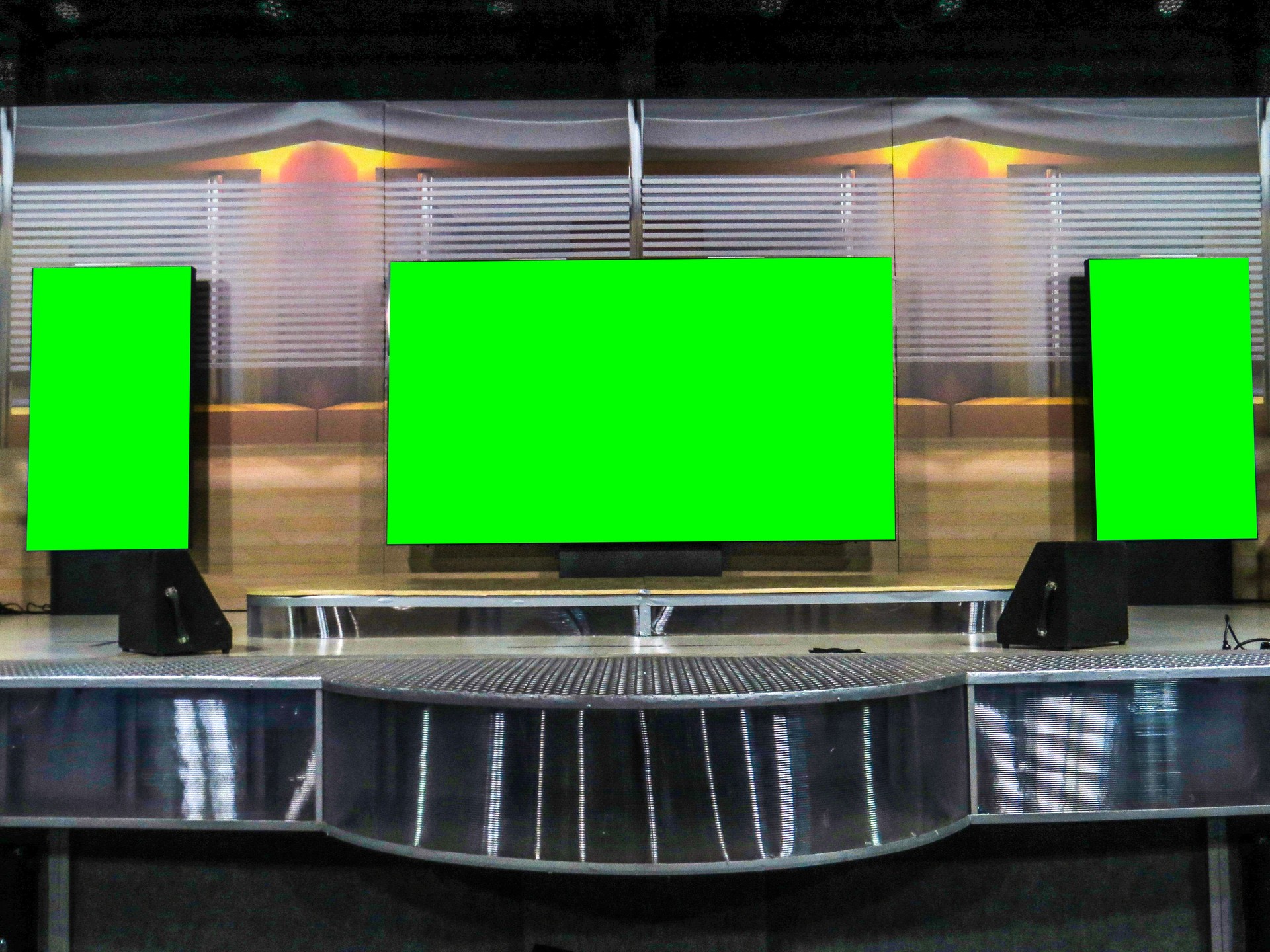 Chroma key screens in stage
